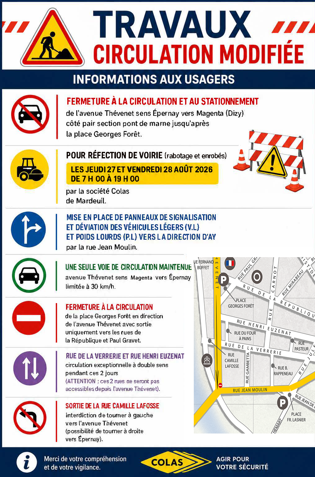 Affiche FERMETURE A LA CIRCULATION copie